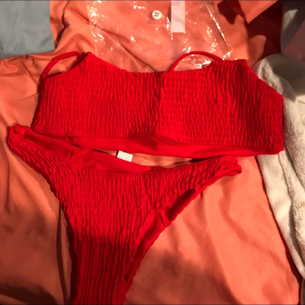 Red ruffled bikini